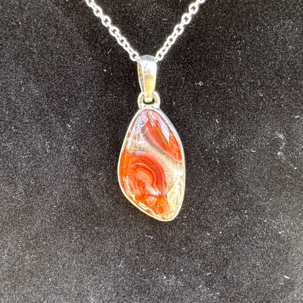 Crazy Lace Agate Pendant 925 Silver - Picture 2 of 5